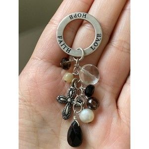 925 sterling silver hope faith love cross pearl crystal Charm pendant